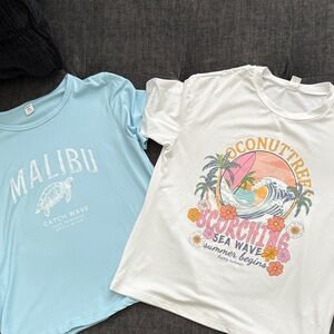 Beach Tees in Sky Blue and White 11y